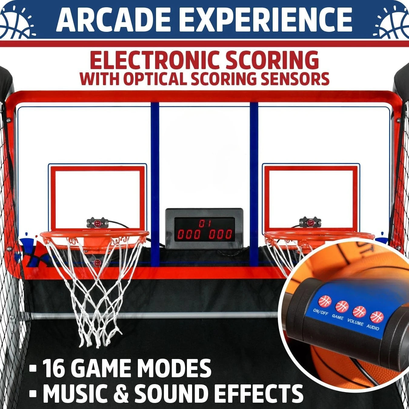 Official Indoor,Outdoor Dual Shot Basketball Arcade Game Weather Resistant Near 100% Scoring Accuracy Large LED Scoreboard