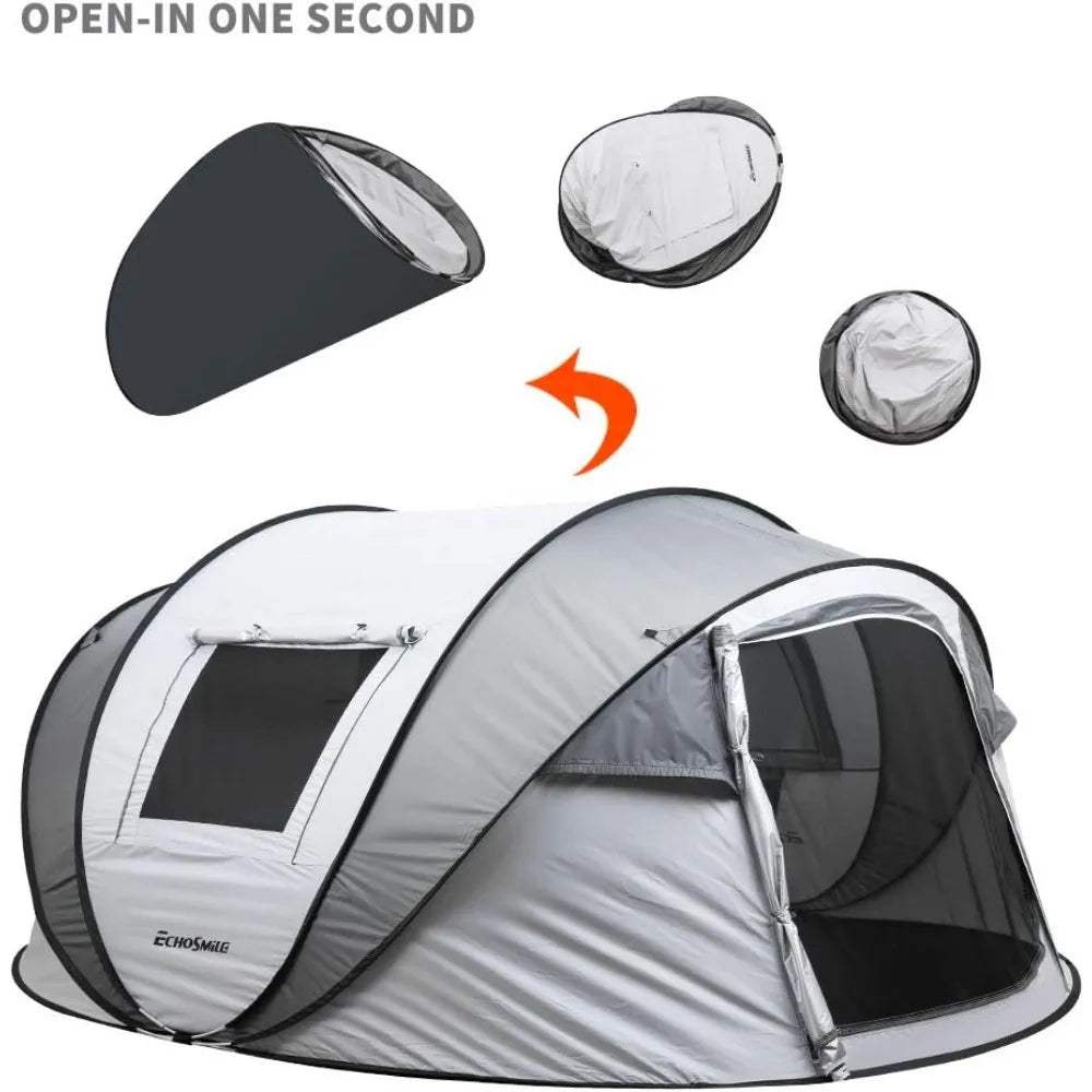 Instant Pop Up Camping Tent 2/4/6 Person Easy Setup Tent Water Resistant Dome Portable with Carry Bag