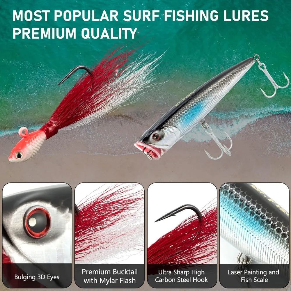 Surf rod and reel combination, saltwater fishing combination, Spinning reel 9+1 BB, offshore gear kit rod equipment set