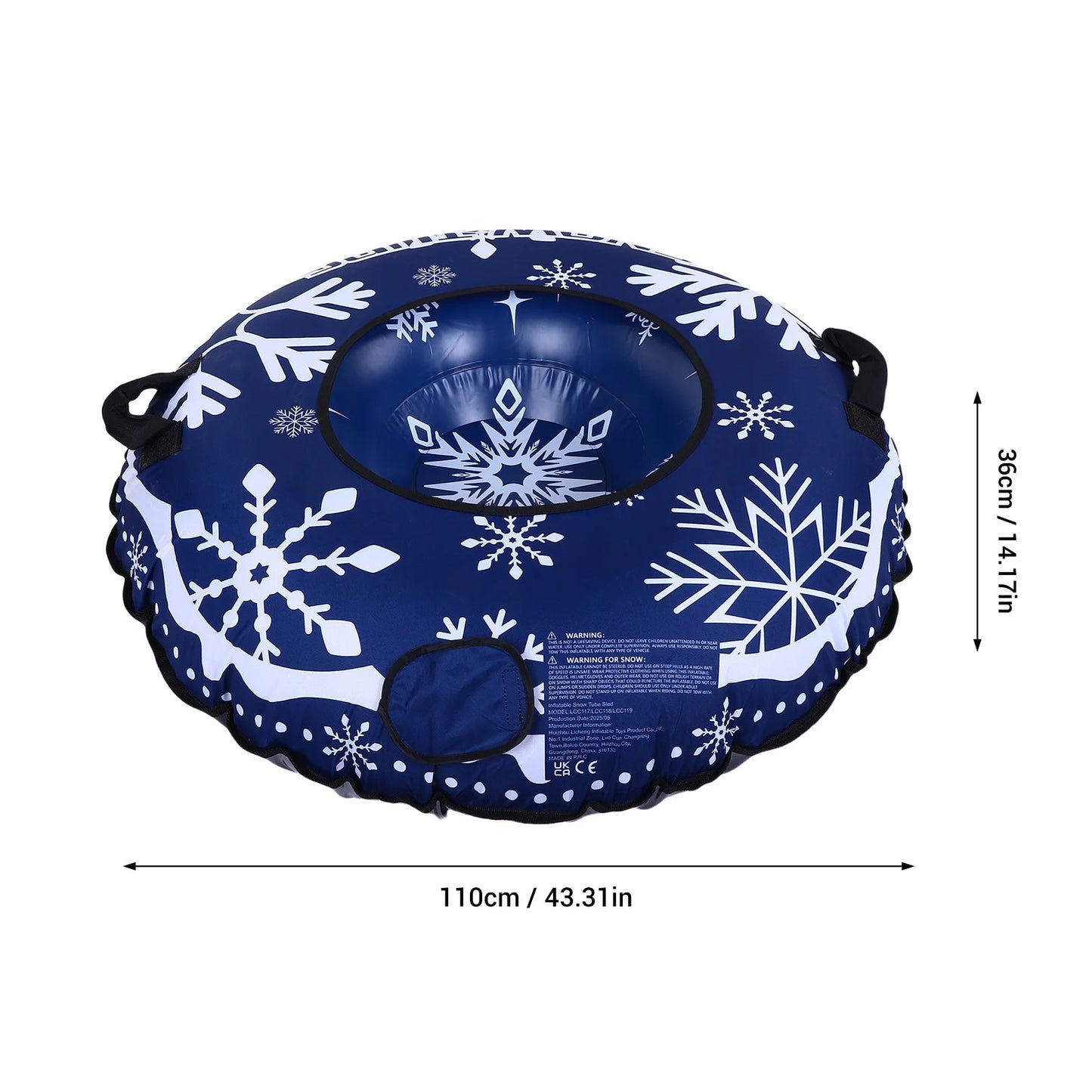 Blue Inflatable Snow Tube Sled Heavy Duty Snow Tube for Sledding with Handles Tow Rope Winter Outdoor Toy for Boys Girls Adults