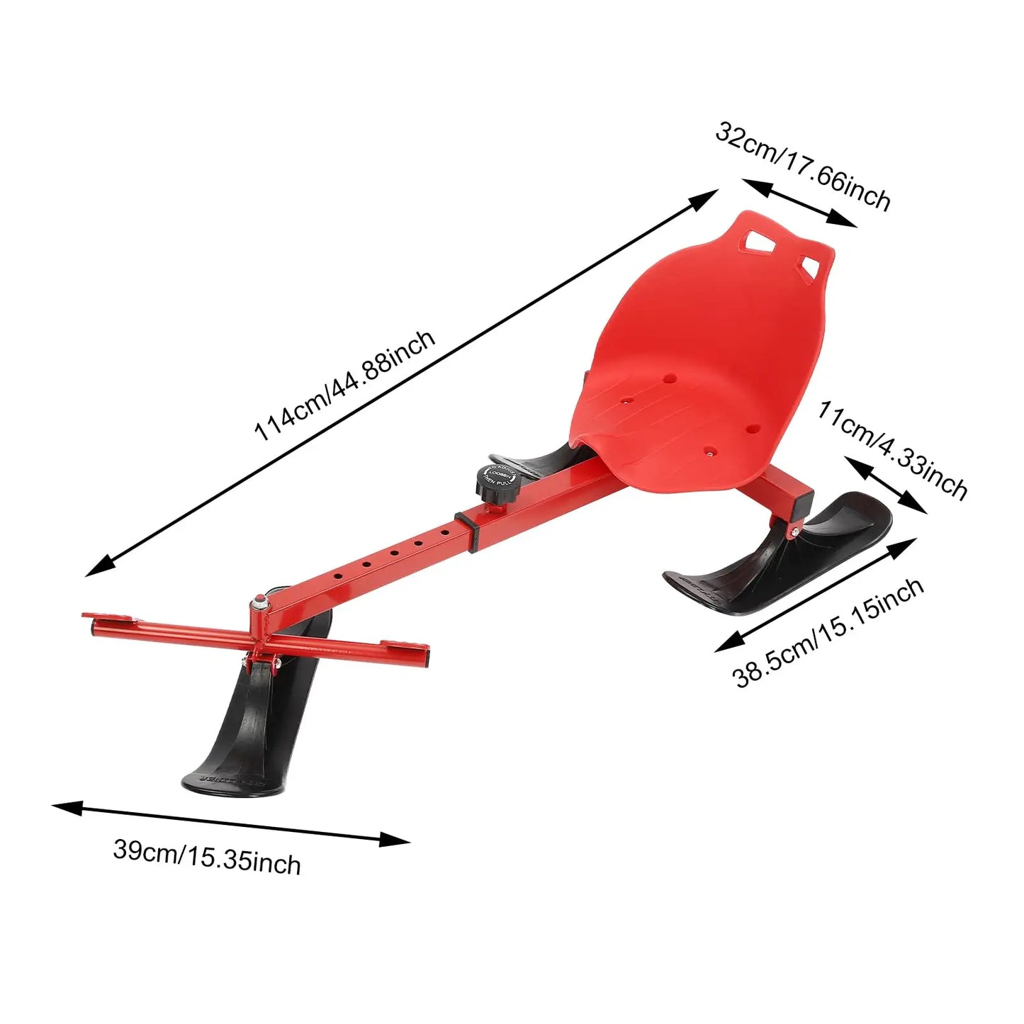 Snow Racer Sled, Ski Slider with Long Pull Rope, 2 Modes & Adjustable Length Ski Sled Slider for Teens, Kids Ages 3 and Up, Adult