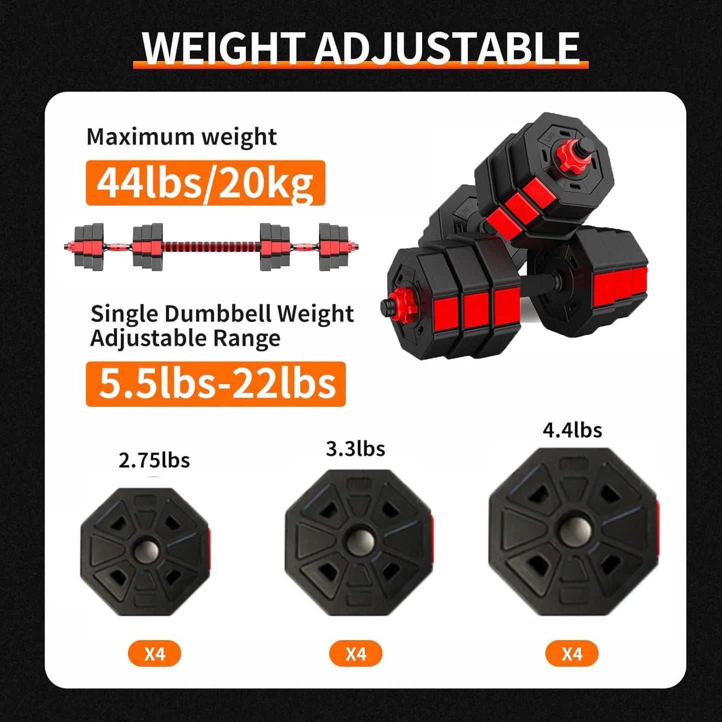 Adjustable Dumbbell To Barbell Fitness Set 3 In 1 Home Gym