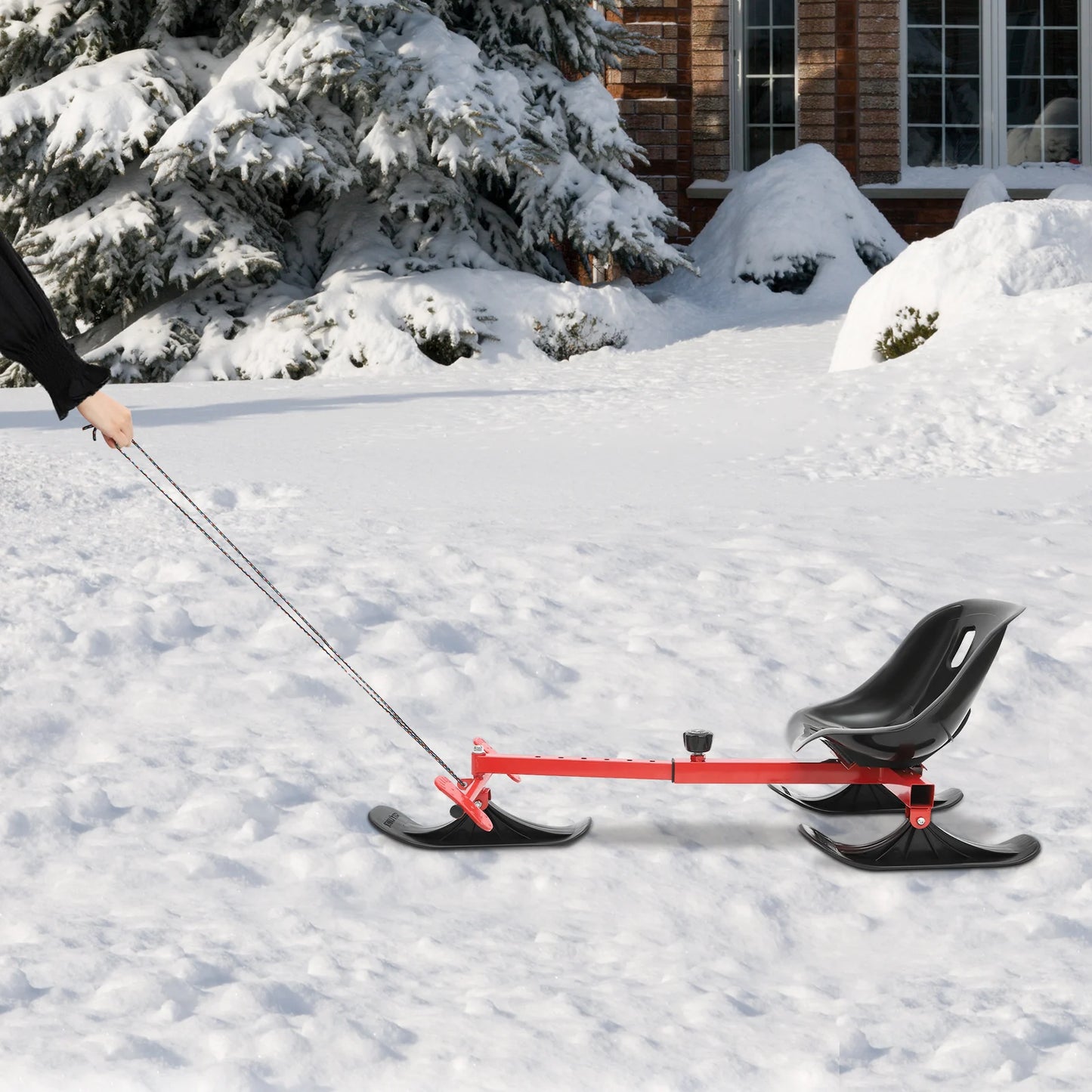 Winter Snow Ice Scooter Ski Bike Snow Racer Stable Anti-Slip Easy Control All-Terrain for Adults & Kids Ice Skate Fun
