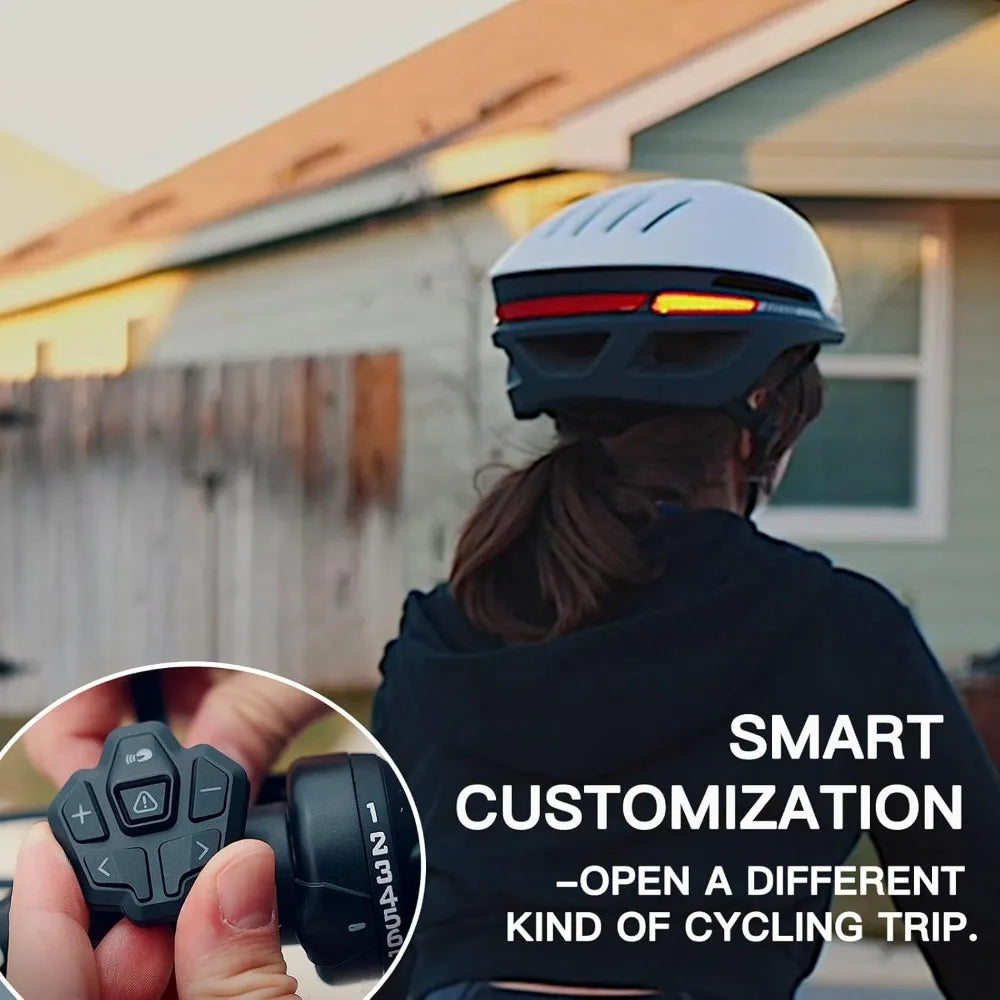 Smart bike helmet built-in speakers for adults, automatic brake lights, front and rear LED turn signals remote control