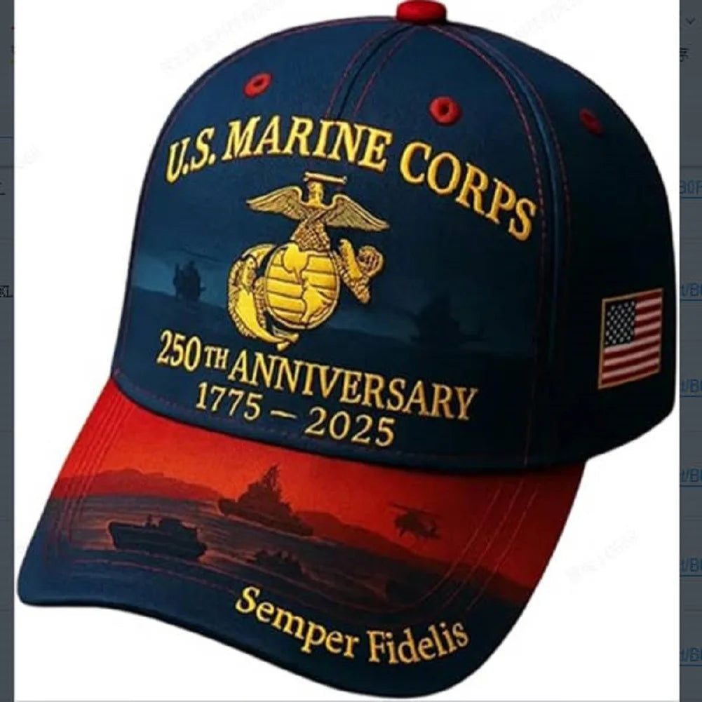 U.S. 250th Anniversary Baseball Caps Retro Washed Cap FREEDOM 250 Marine Corps 250th Anniversary Cap Casual Outdoor Sun Hats