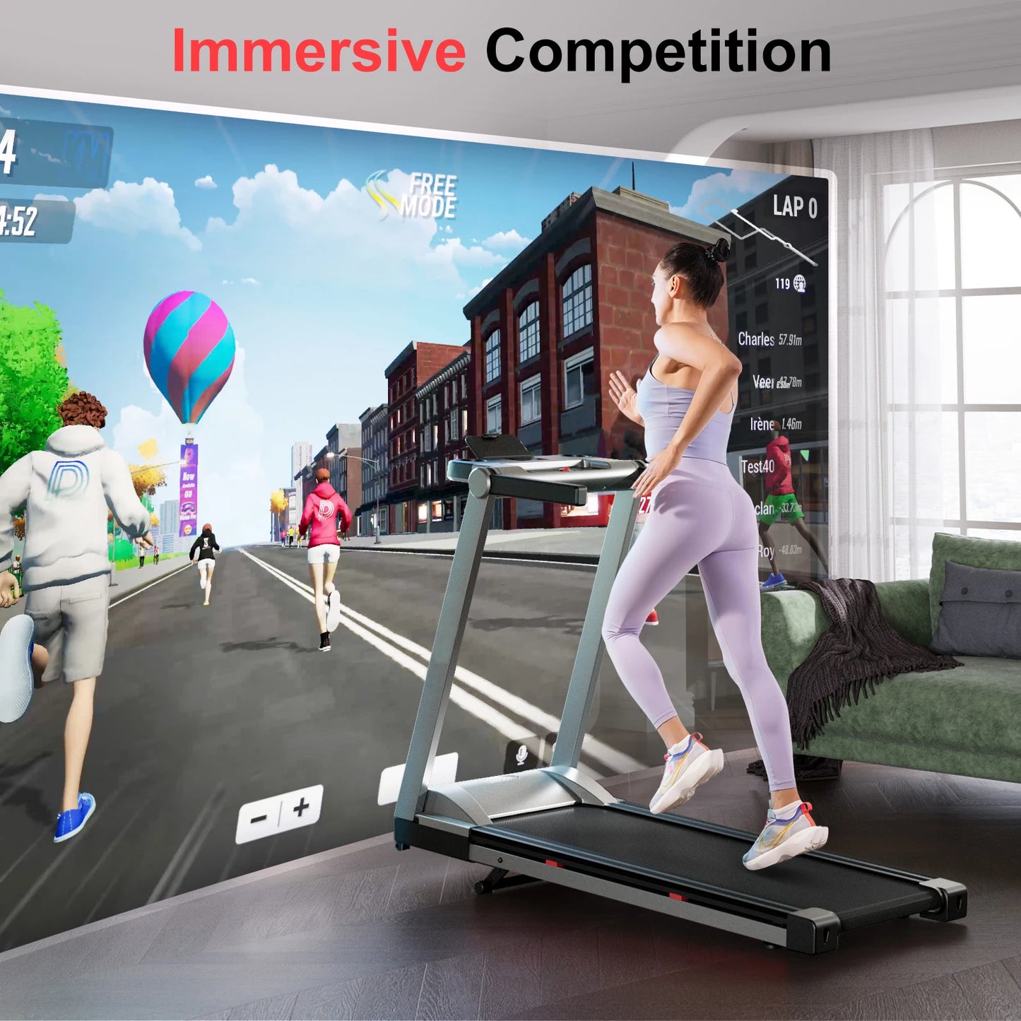 Superun Foldable Incline Treadmill With Touch Screen And App