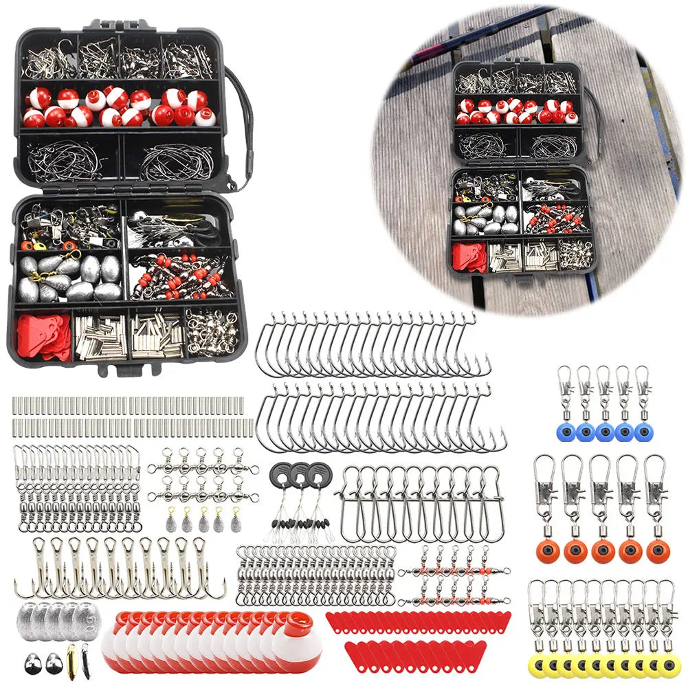267pcs Fishing Accessories Kit Including Box Fish Hooks Bait Parts Sinkers Outdoor Fishing Accessories Set Gifts for Men