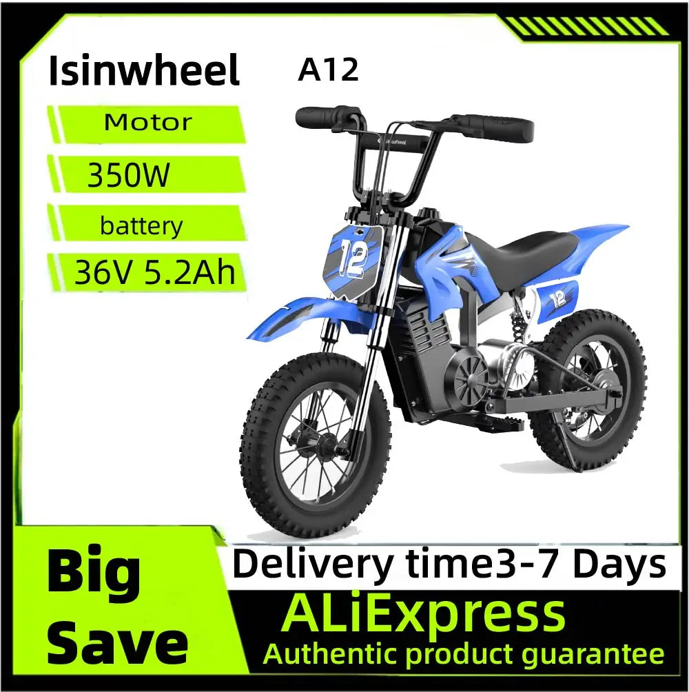 lsinwheel A12 Children's Electric Bicycle 36V 5.2Ah Battery 350W Motor 12 inch inflatable tire  City E-bike
