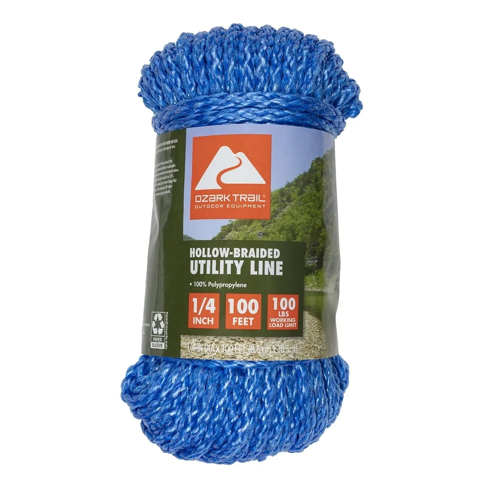 2 Pack 1/4 Inch x 100 Feet Polypropylene Hollow Braided Marine Utility Rope Floating Cord Rot Resistant Boat Dock Home Use