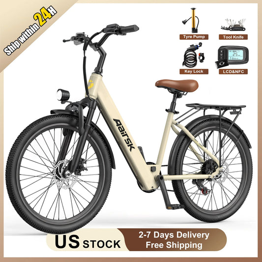 Electric Bike Adults Peak 750W 23MPH Commuting Electric Mountain Bike 36V Lithium Battery,7-Speed,24" Tire Front Fork Suspension