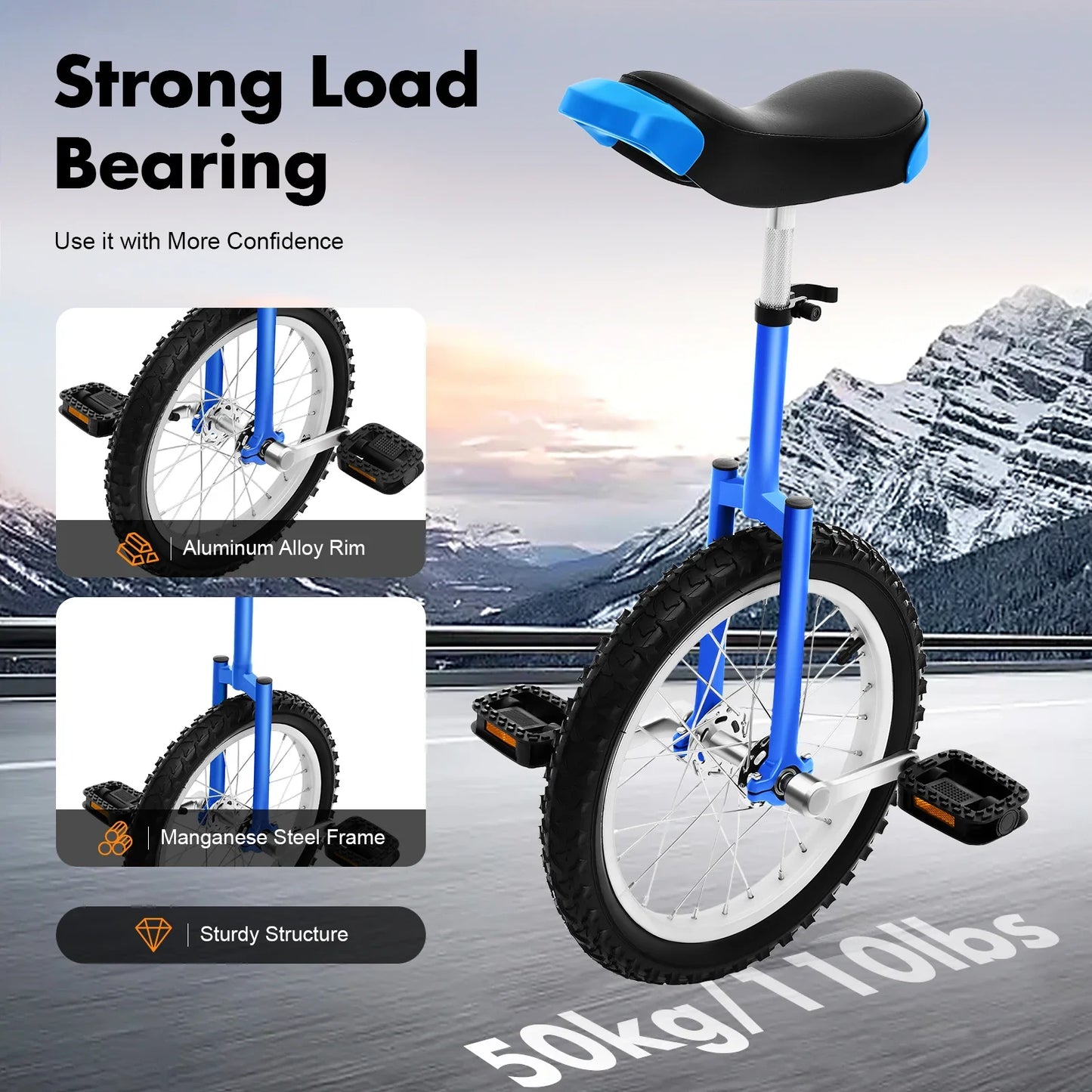 One Wheel Bike Adjustable Seat Exercise Bicycle for 7-60 Years Old, Outdoor Sports Fitness Exercise Unicycle carbon road bike