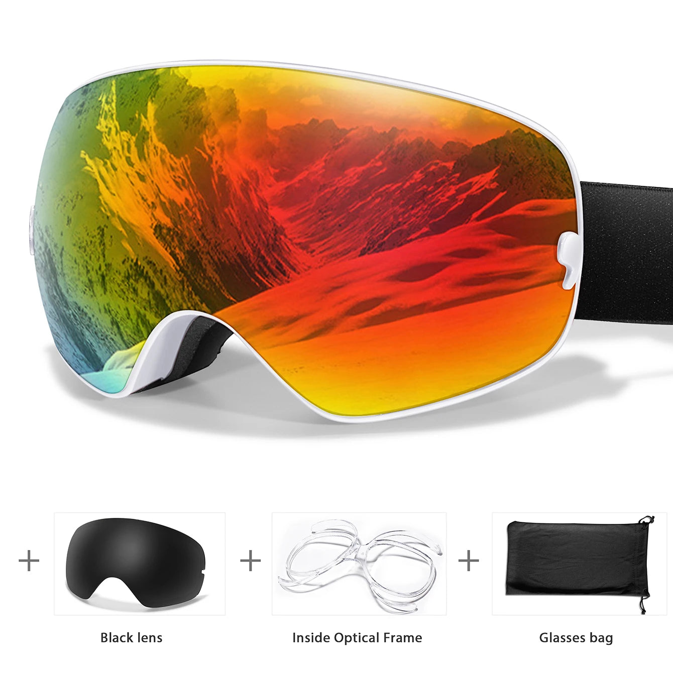 Men Women Outdoor Sports Ski goggles Anti-fog Snowboarding Snowmobile Glasses UV400 Charngeable Lens Teen Charistmas Cycling