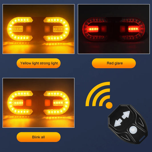 Bicycle Turn Signal Light Wireless Remote Control Bike Rear Light USB Rechargeable Warning Cycling Light Bike Accessories