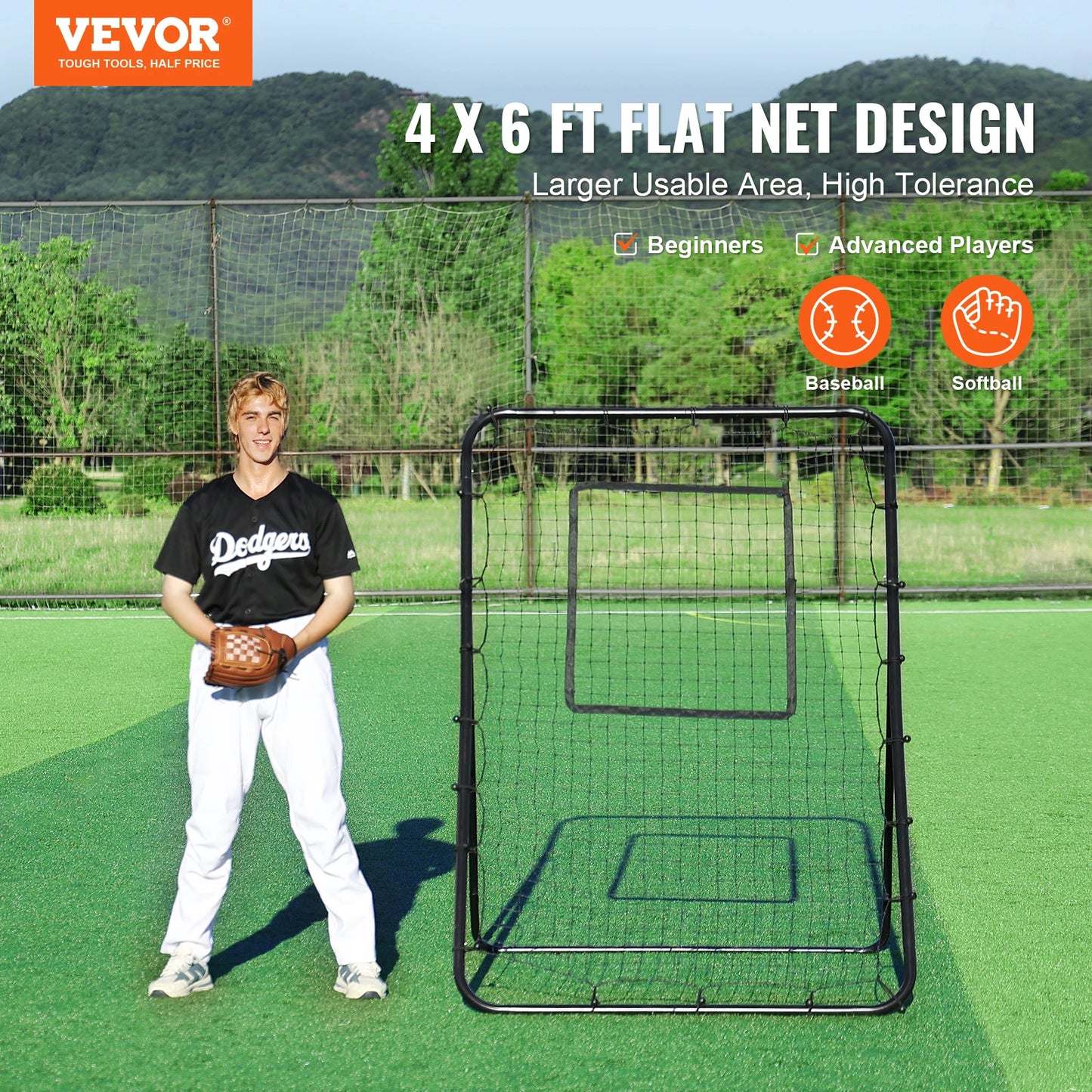 VEVOR Baseball And Softball Rebounder Net PitchBack Baseball Nest for Pitching and Fielding Training Pitch Return Trainer Net