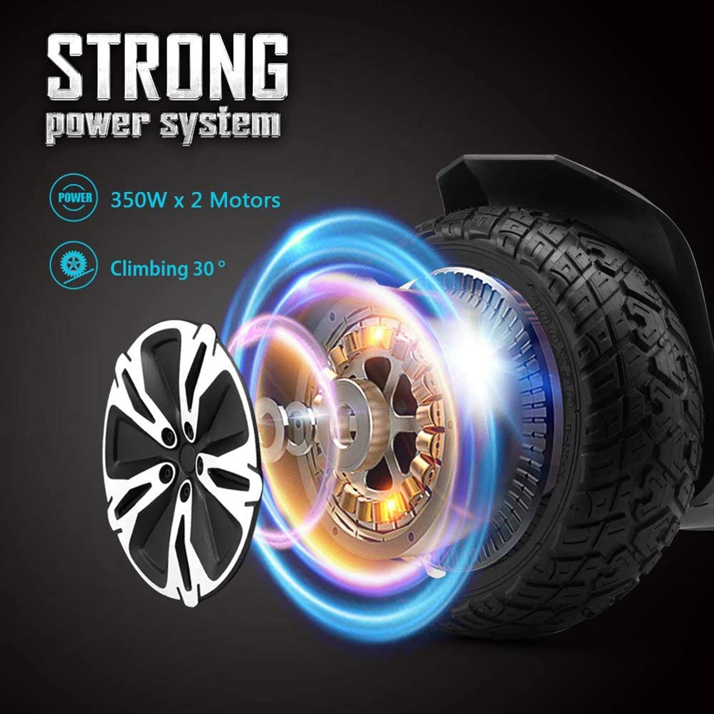 8.5 inch All Terrain Off Road Hoverboard with Bluetooth Speakers and LED Lights, UL2272 Certified Self Balancing Scooter