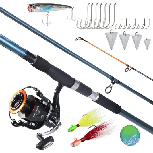 Surf rod and reel combination, saltwater fishing combination, Spinning reel 9+1 BB, offshore gear kit rod equipment set