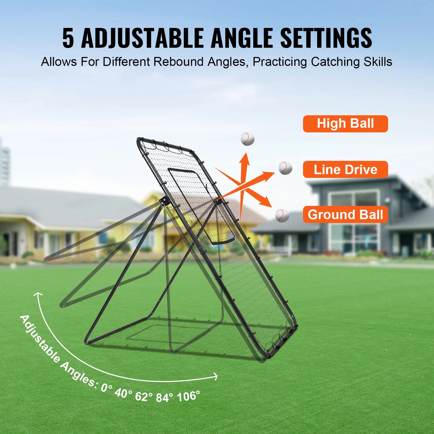 VEVOR Baseball And Softball Rebounder Net PitchBack Baseball Nest for Pitching and Fielding Training Pitch Return Trainer Net