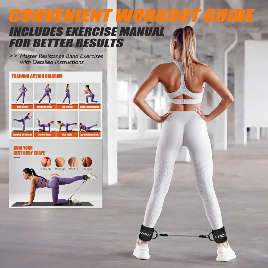 Ankle Resistance Bands with Cuffs for Women Men 3Level Adjustable Leg Glute Workout Equipment Portable Home Gym Exercise Bands