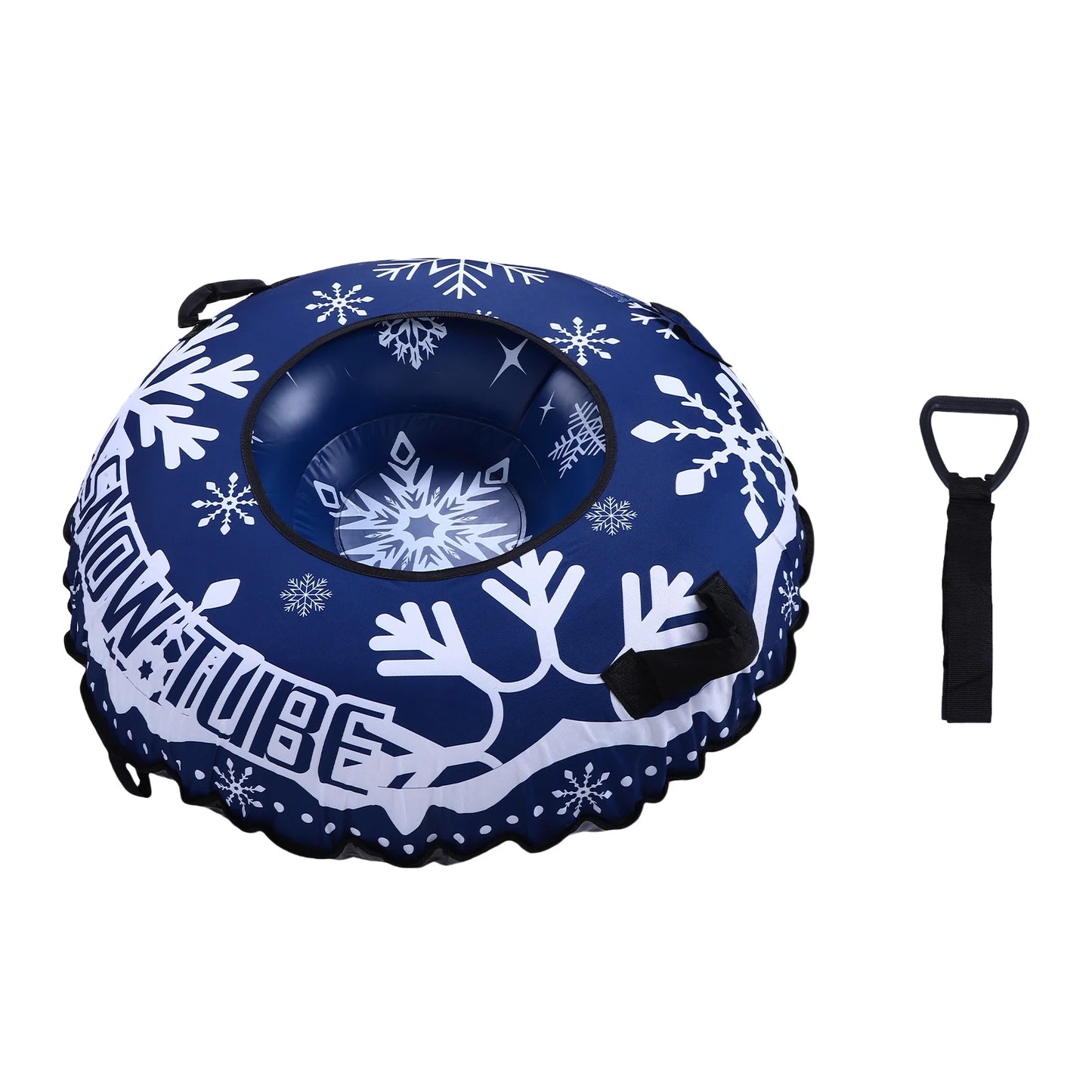 Blue Inflatable Snow Tube Sled Heavy Duty Snow Tube for Sledding with Handles Tow Rope Winter Outdoor Toy for Boys Girls Adults