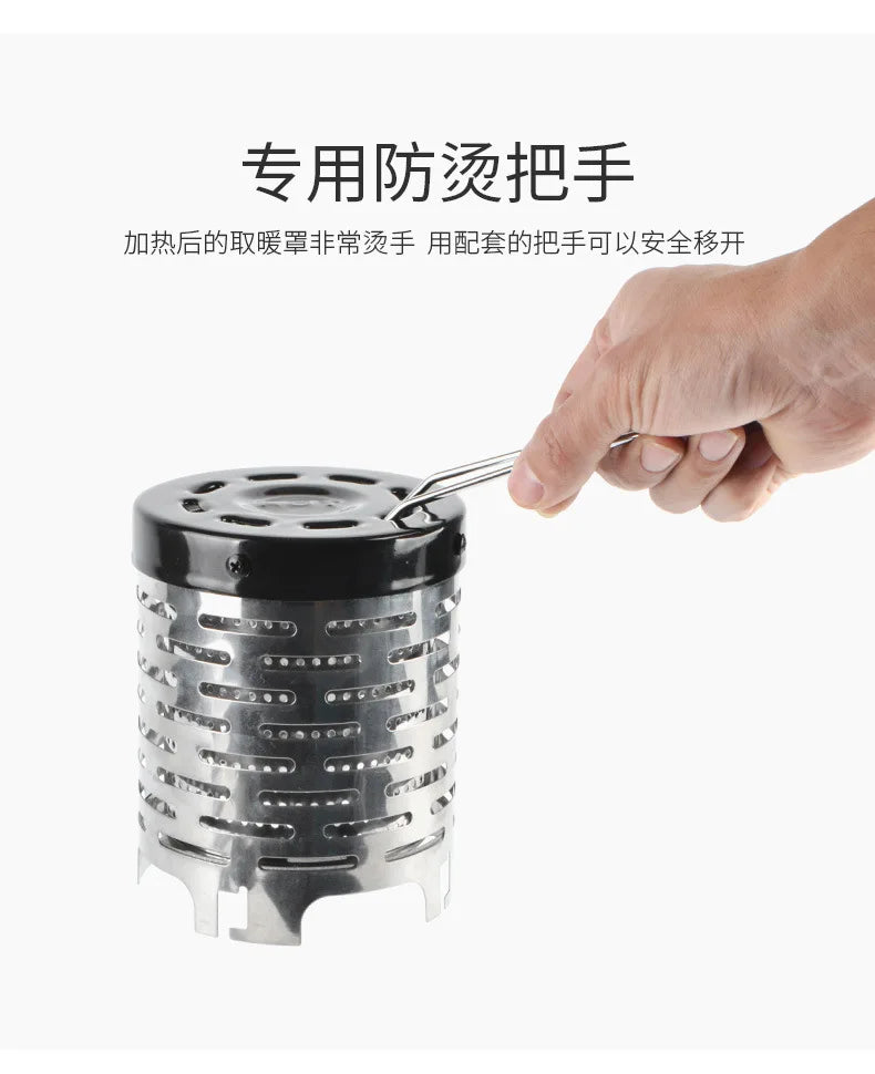 Mini Gas Heater Stove for Outdoor Camping Portable Wear-Resistant Stainless Steel Warmer Heating Cover Equipment