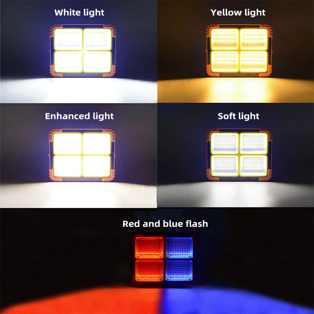 200W Portable Camping Lamp Outdoor Solar Rechargeable Emergency Light 264Led Magnet Flashlight Waterproof Camping Work Light