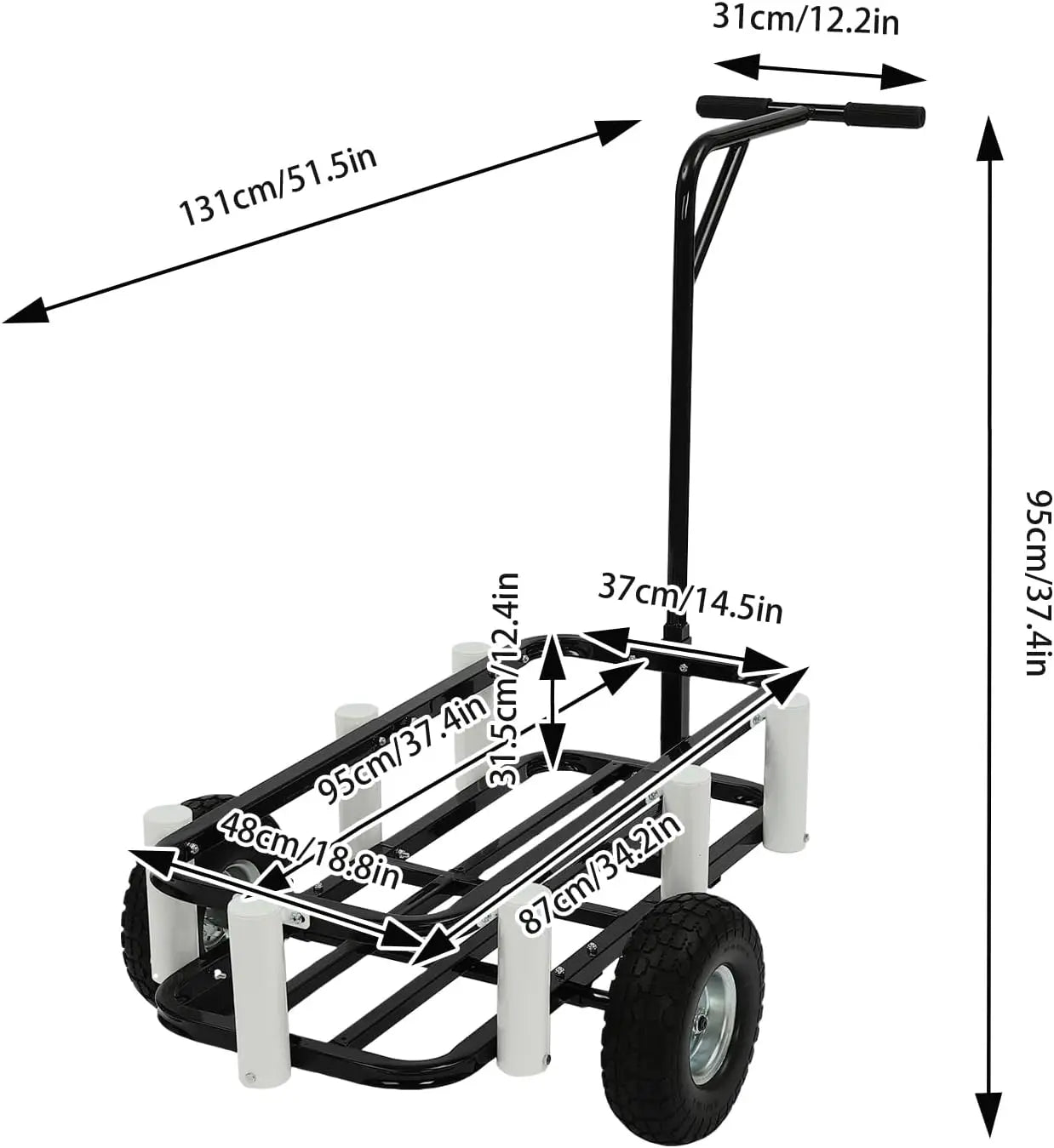 Beach Fishing Rolling Wheel Cart,Outdoor Fishing Cart with 7 Fishing Rod Holders for Fish Traveling Shopping Moving
