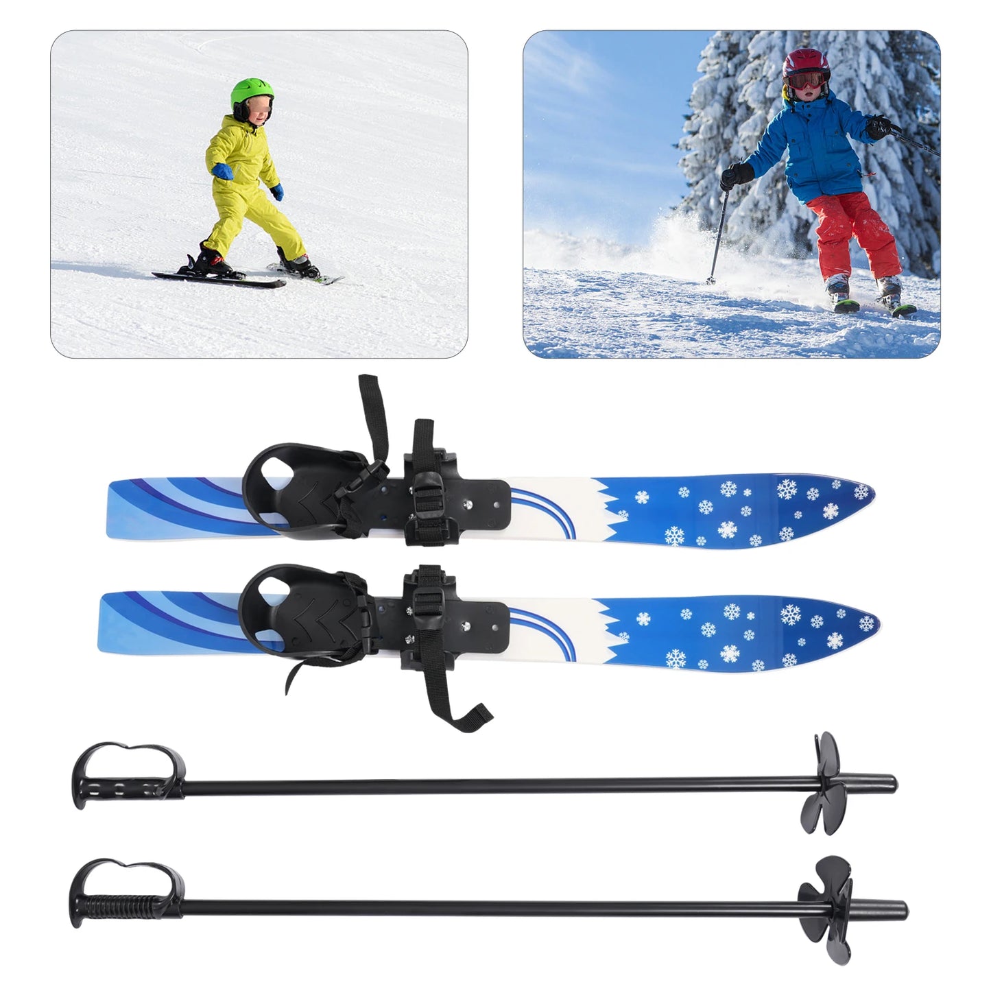 68*6cm Ski Set Kids Skis and Poles Primary Ski Double Board Children's Beginner Snow Skis  for Children Outdoor Snow Recreationa