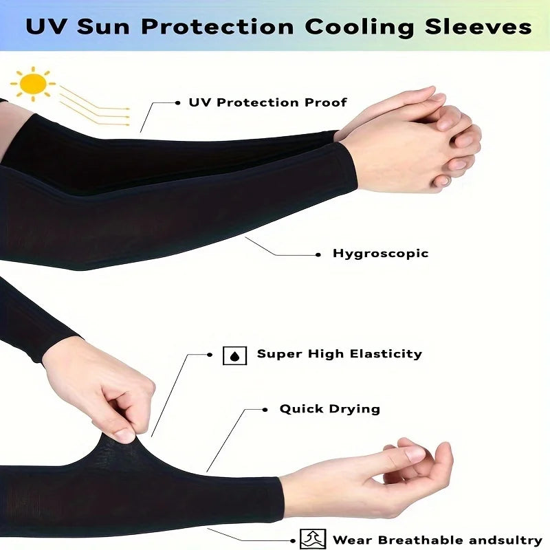 6 Pairs Cycling Arm Sleeves Ice Fabric Anti-UV Sunscreen Running Cycling Sleeve Outdoor Sport Cycling Arm Warmers Men Women