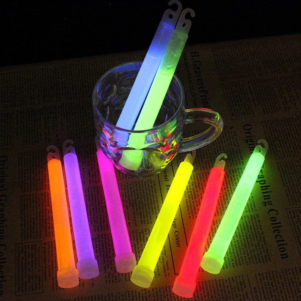 10pcs 6Inch Glow Light Sticks Outdoor Survival Tool Warning Lamp Hiking SOS Gear Tactical Equipment Concert Party Light Stick