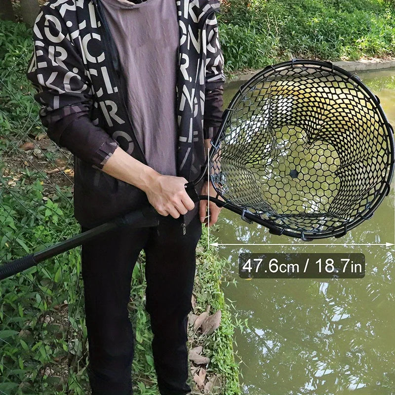 Ackibbik 1pc Fishing Net Rubber Landing Net Large for Saltwater Duty Big Kayak Folding Retractable Fishing Net Long Handle