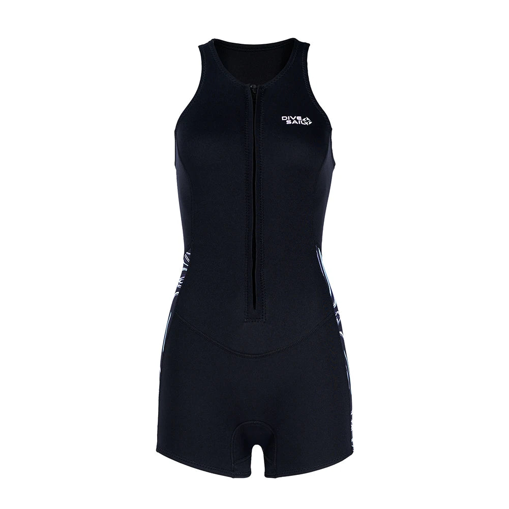 Women Neoprene Wetsuit Front Zip One Piece For Swimming