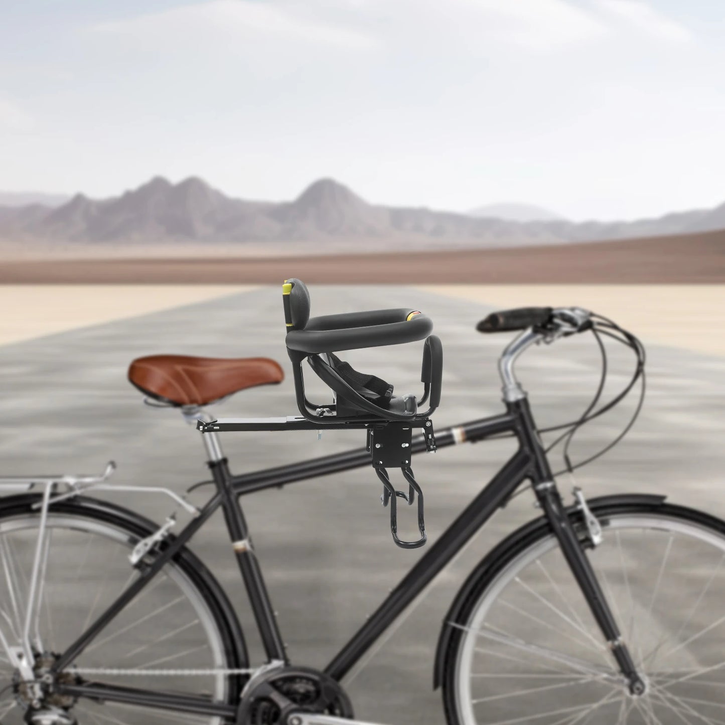 Black Child Bike Seat,Universal Front-mounted Mountain Bike Seat,Adjustable Child Seat Bike Safety Seat,Max 35kg Load Capacity