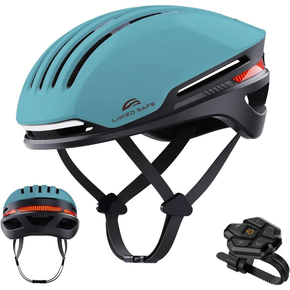 Smart bike helmet built-in speakers for adults, automatic brake lights, front and rear LED turn signals remote control
