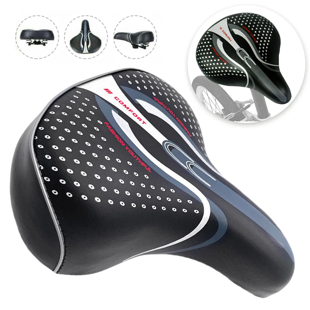 Extra Wide Bike Seat Saddles Comfort Electric Bike Suspension Shock Absorbing Soft Cycling Saddle Road Bike Painless Seat Cover