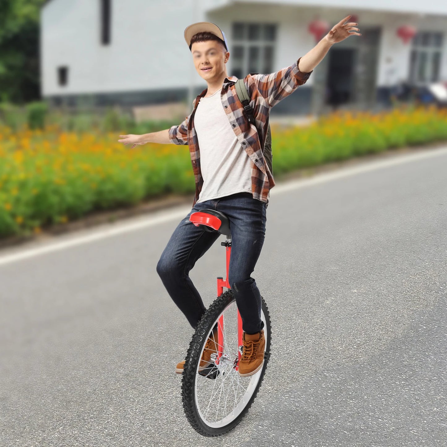 24-inch Wheel Unicycle Height Adjustable Unicycle Black/Yellow/Blue/Red Steel One Wheel Bike For Cycling Balance Training