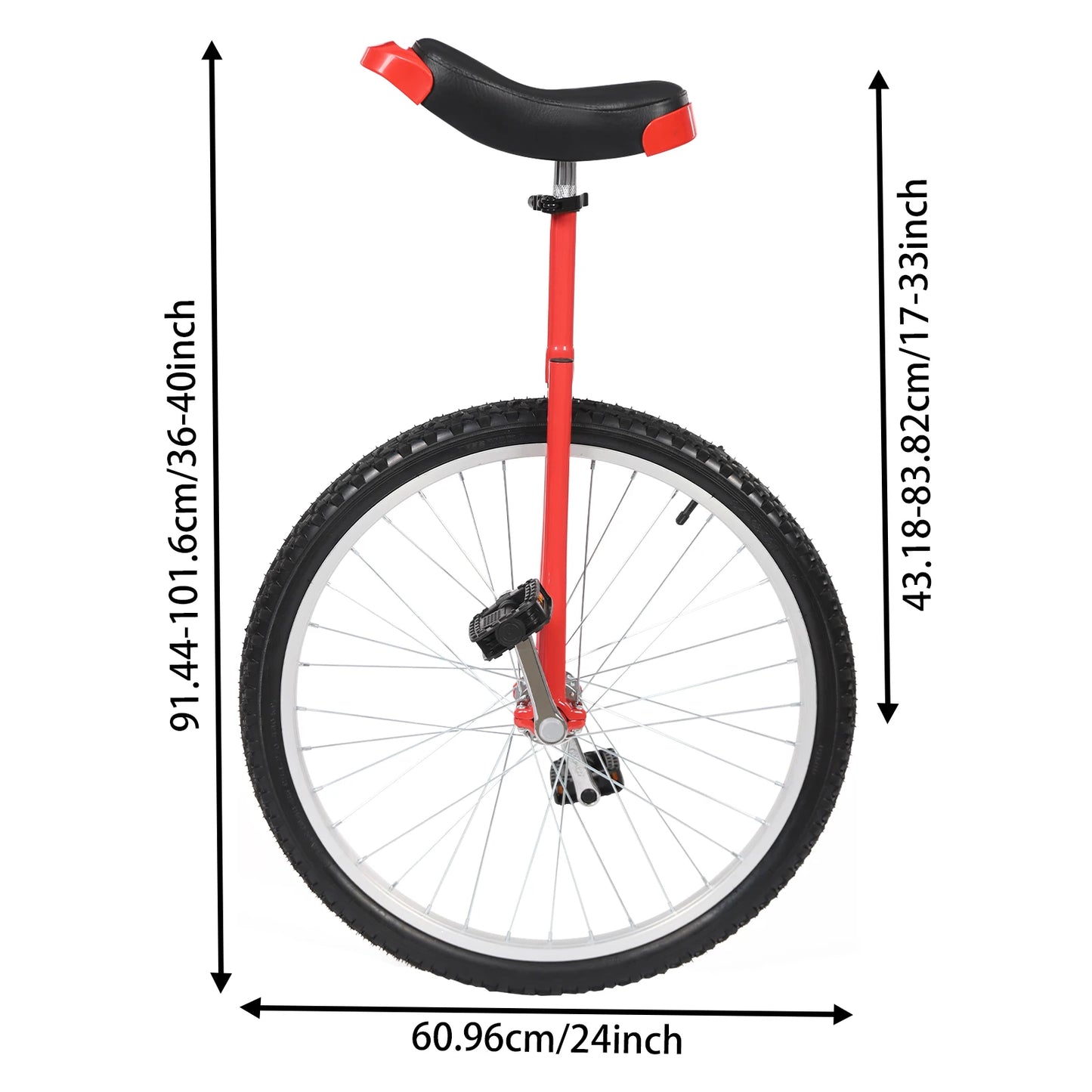 24-inch Wheel Unicycle Height Adjustable Unicycle Black/Yellow/Blue/Red Steel One Wheel Bike For Cycling Balance Training