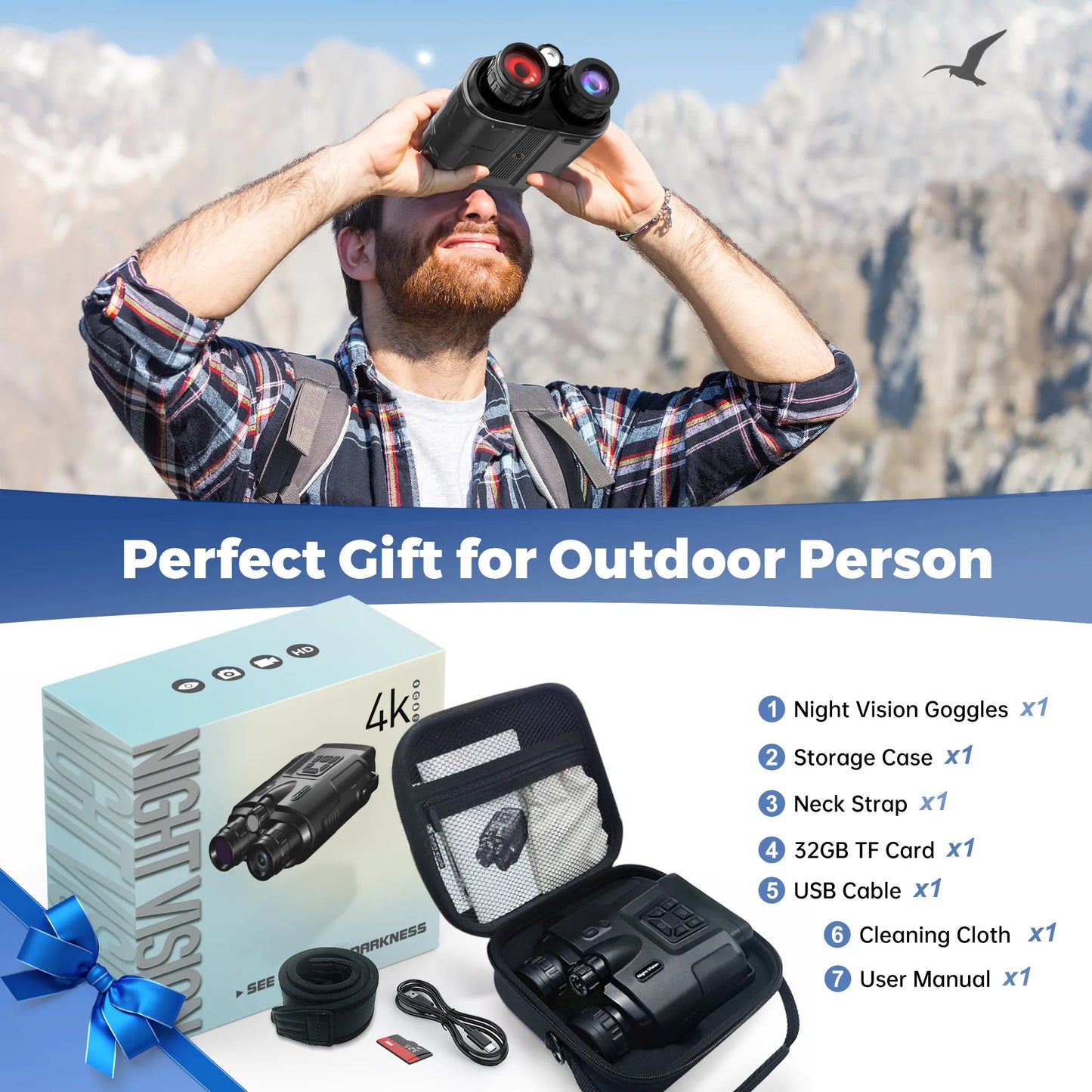 4K Night Vision Binoculars With 8X Digital Zoom Infrared