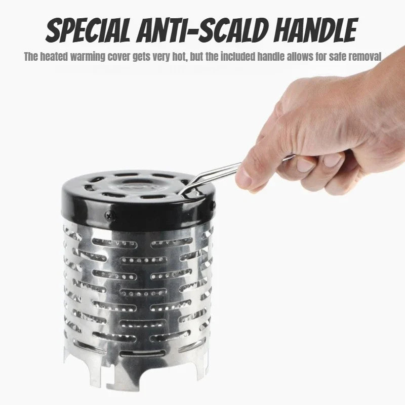 Mini Gas Heater Stove for Outdoor Camping Portable Wear-Resistant Stainless Steel Warmer Heating Cover Equipment