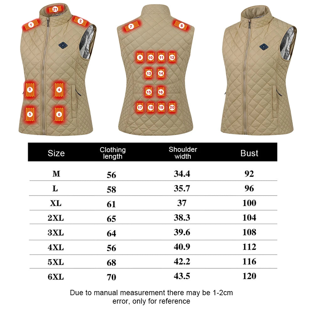 21 Heating Zones USB Heated Vest Electric Heated Jackets Sportswear Heated Coat for Women