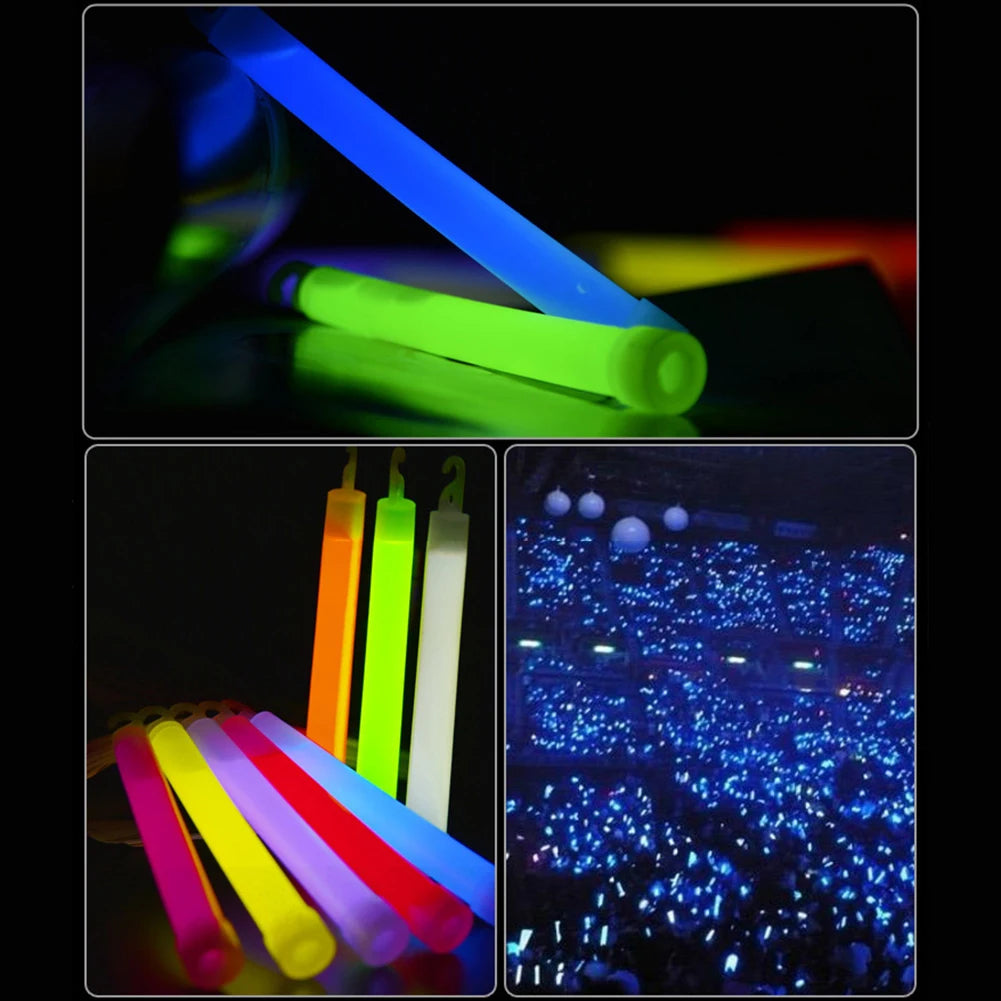 10pcs 6Inch Glow Light Sticks Outdoor Survival Tool Warning Lamp Hiking SOS Gear Tactical Equipment Concert Party Light Stick