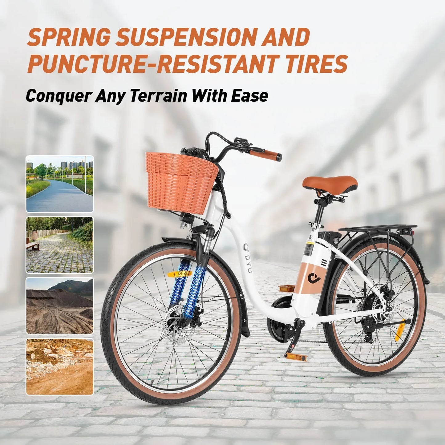 DYU C6 pro Adult Electric Bicycle, 250W city ebike, 36V 15.6AH E-bike, 26 Tire  Electric Bike