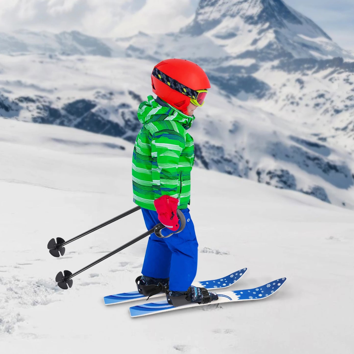 68*6cm Ski Set Kids Skis and Poles Primary Ski Double Board Children's Beginner Snow Skis  for Children Outdoor Snow Recreationa