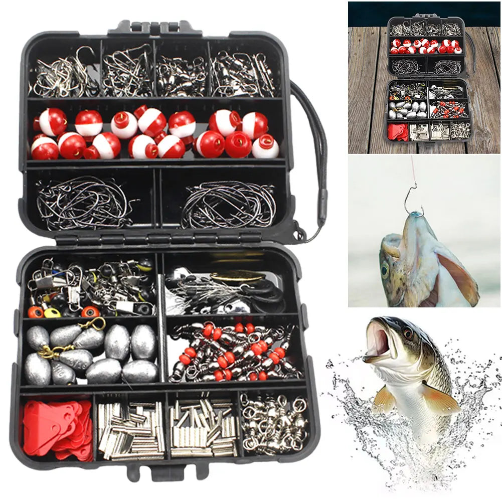 267pcs Fishing Accessories Kit Including Box Fish Hooks Bait Parts Sinkers Outdoor Fishing Accessories Set Gifts for Men