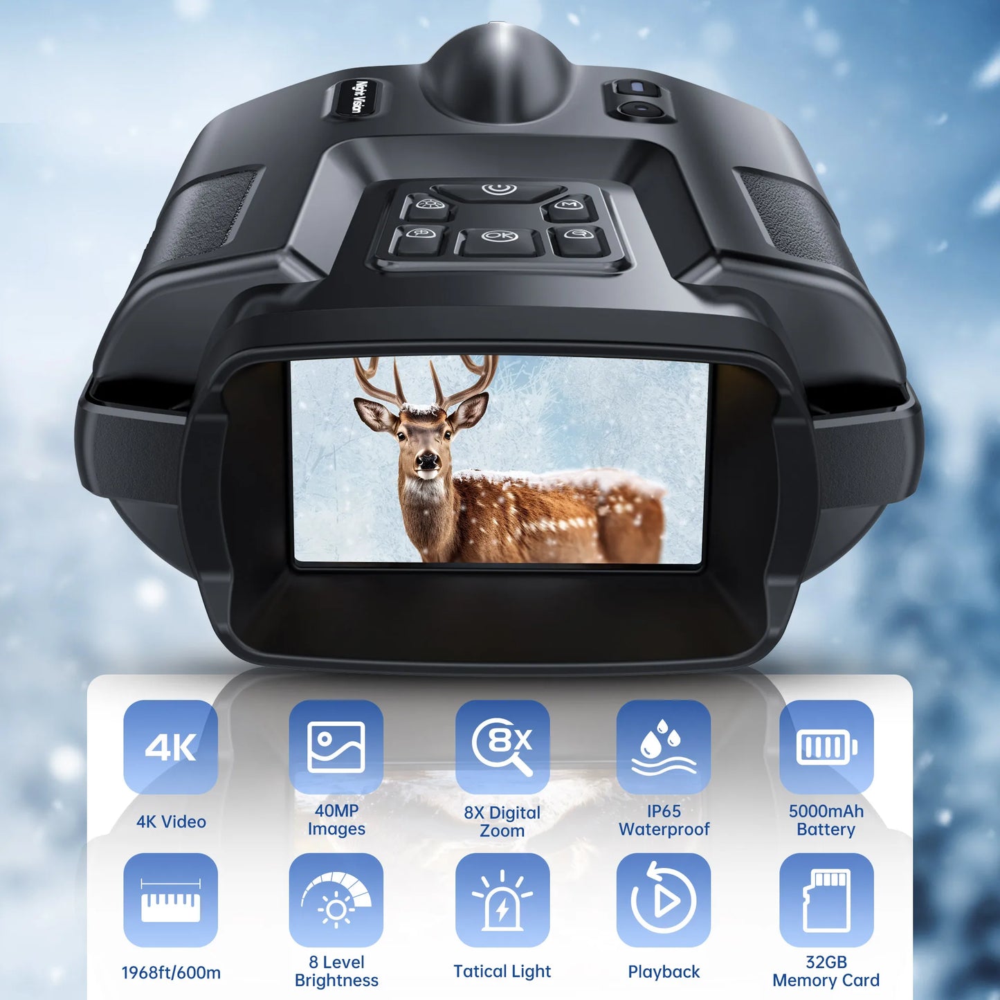 4K Night Vision Binoculars With 8X Digital Zoom Infrared