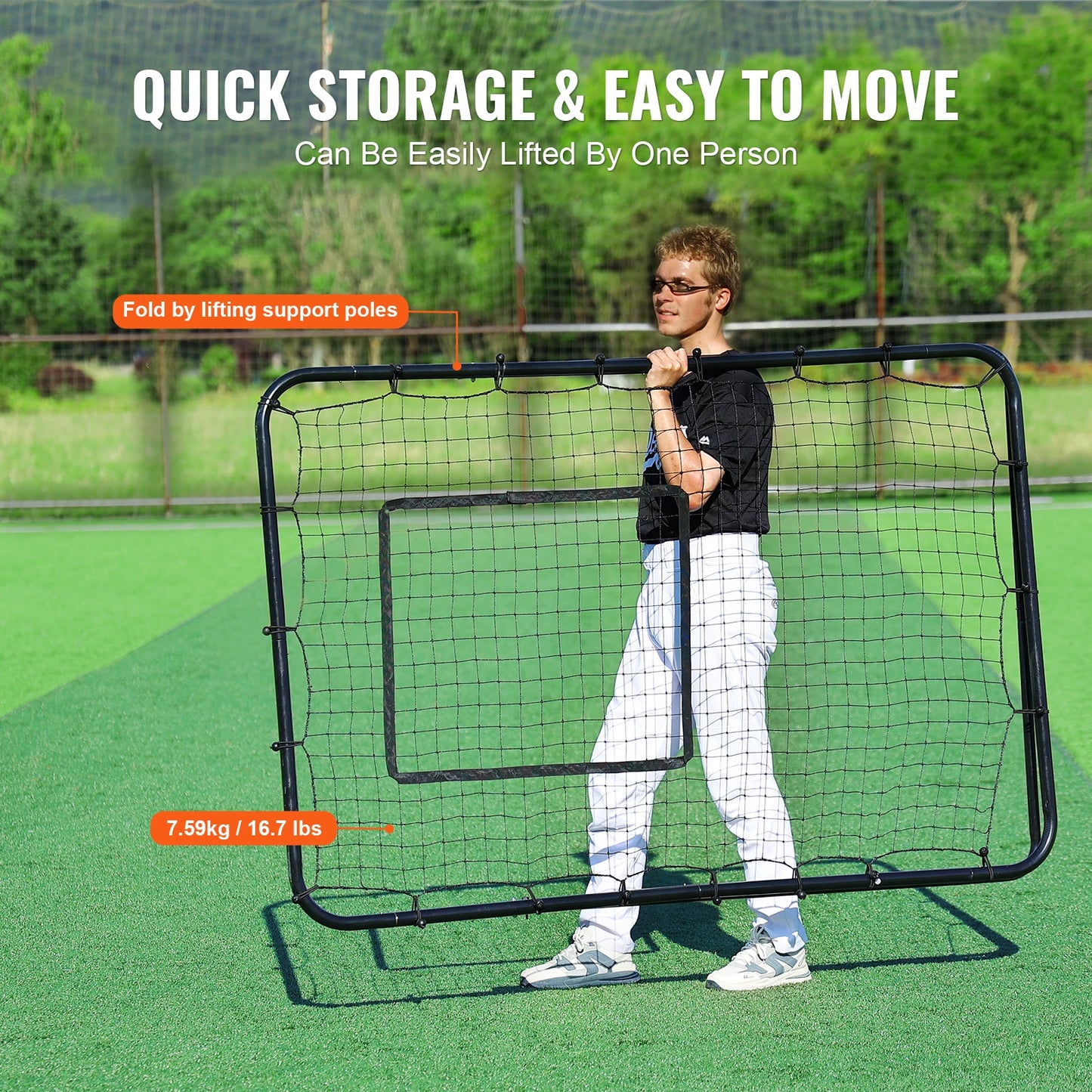 VEVOR Baseball And Softball Rebounder Net PitchBack Baseball Nest for Pitching and Fielding Training Pitch Return Trainer Net