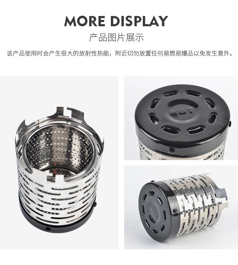 Mini Gas Heater Stove for Outdoor Camping Portable Wear-Resistant Stainless Steel Warmer Heating Cover Equipment