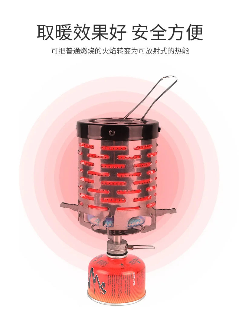 Mini Gas Heater Stove for Outdoor Camping Portable Wear-Resistant Stainless Steel Warmer Heating Cover Equipment