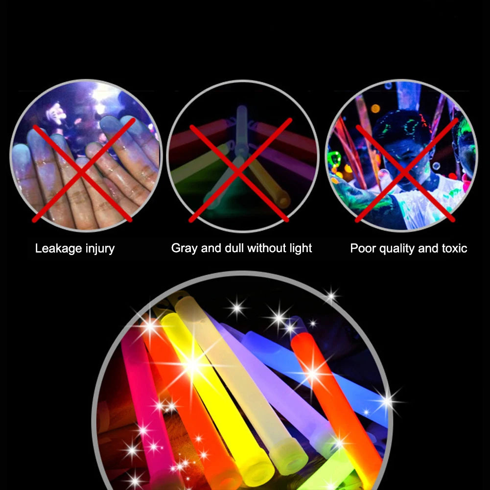 10pcs 6Inch Glow Light Sticks Outdoor Survival Tool Warning Lamp Hiking SOS Gear Tactical Equipment Concert Party Light Stick