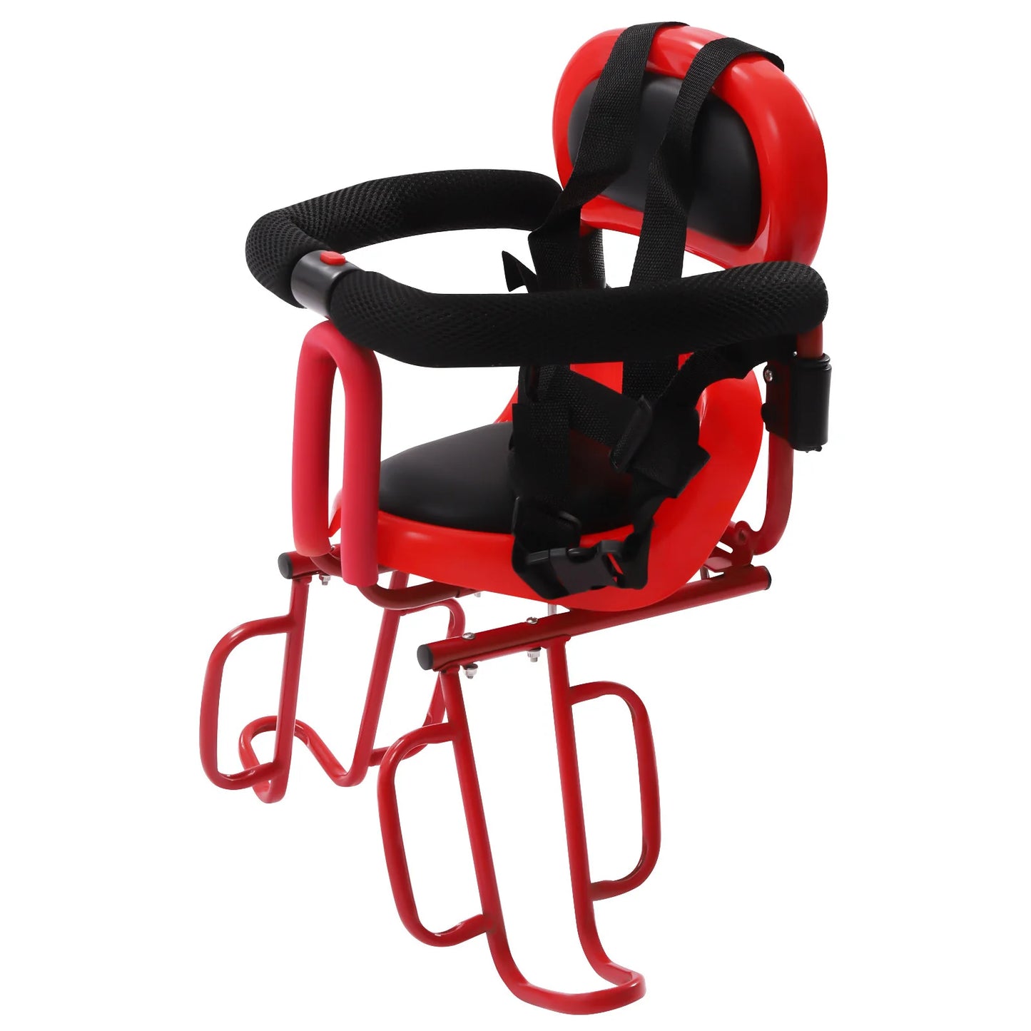 Red Rear Child Bicycle Seat Comfortable And Safe Child Harness Suitable For Standard Bicycles, Including Seat Belts
