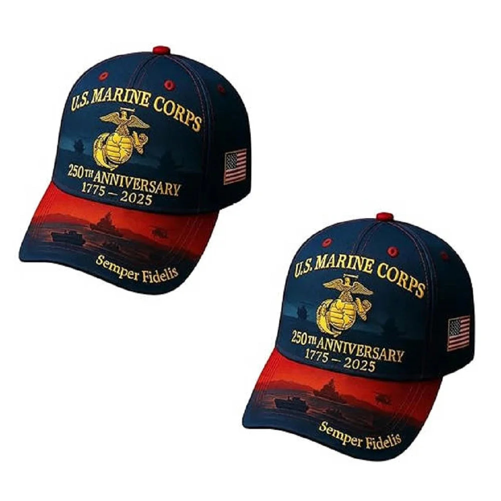 U.S. 250th Anniversary Baseball Caps Retro Washed Cap FREEDOM 250 Marine Corps 250th Anniversary Cap Casual Outdoor Sun Hats